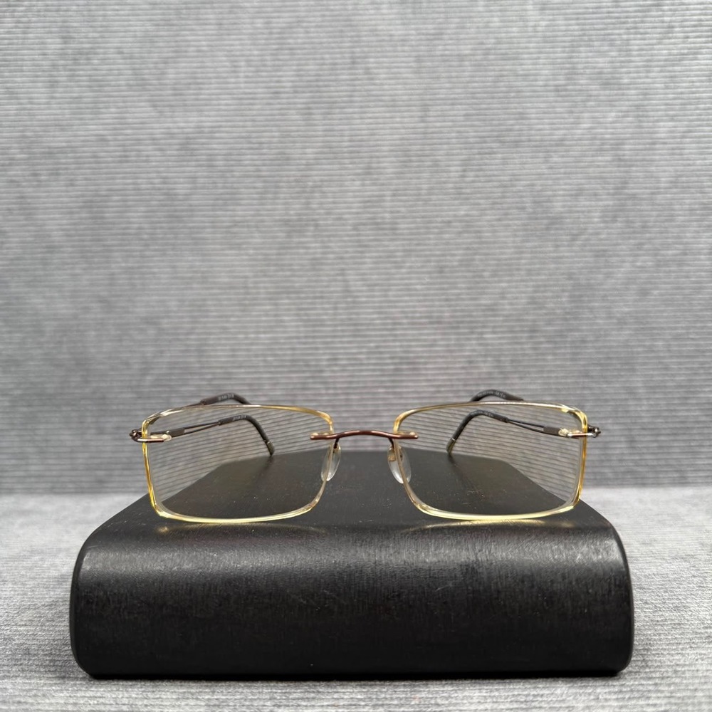 Silhouette 5521 70 6140 Rimless Y2K Eyeglasses Brown Gold Titanium Austria 140mm